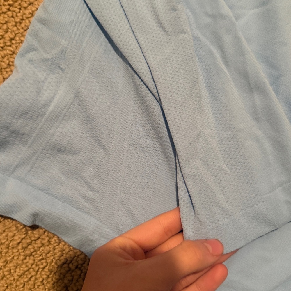 NWOT Athleta girl Light Blue Long Sleeve Swiftly Tech Shirt - Picture 2 of 3